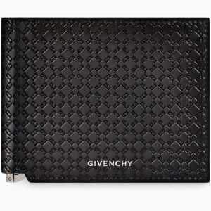 Givenchy Black Money Clip with Woven Leather Design NEW